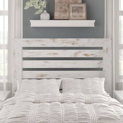 Lockridge Slat Headboard Size: King, Color: Distressed White