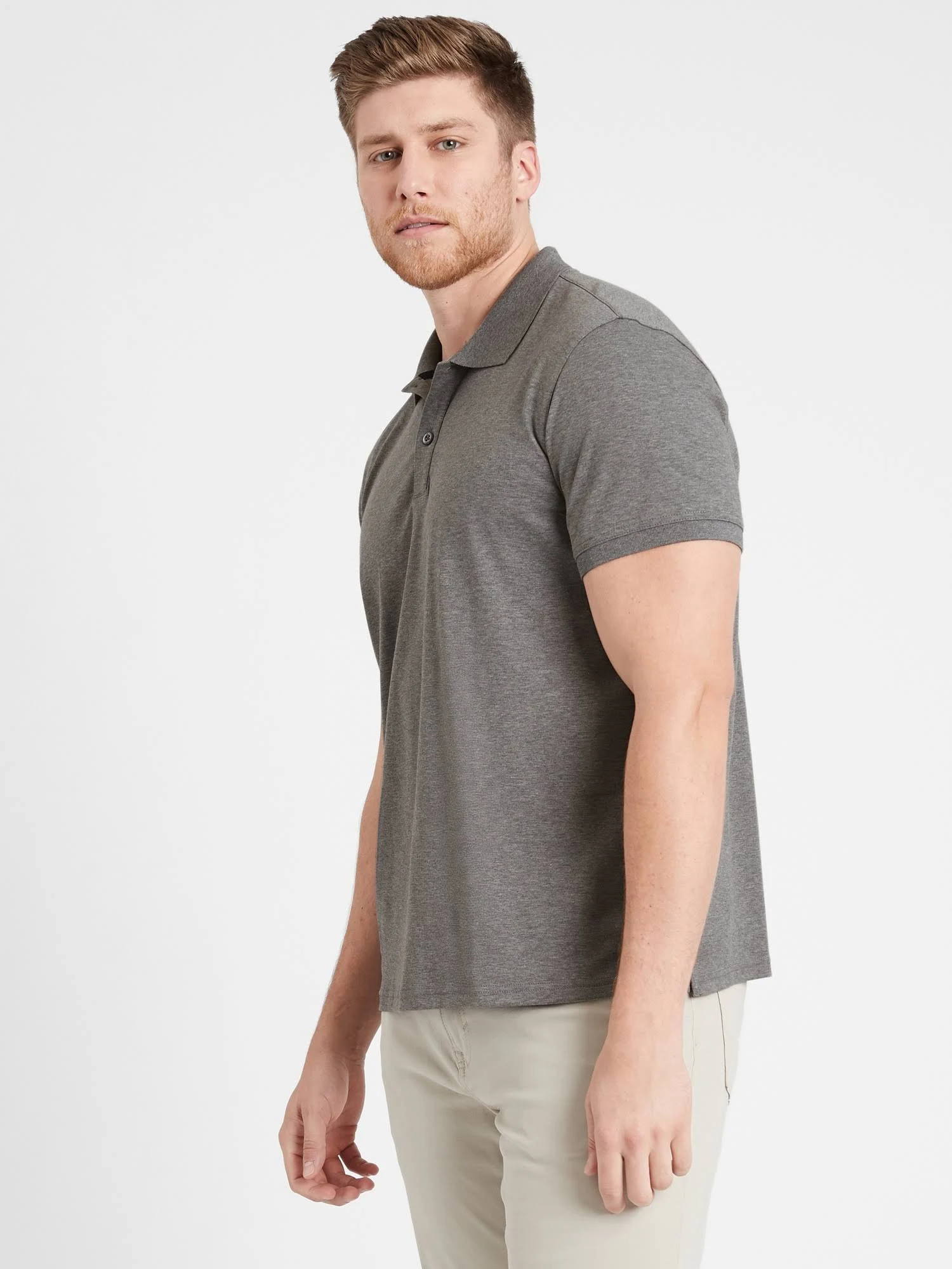 Banana Republic Men's Slim Luxury-Touch Polo Shirt Dark Gray Size S