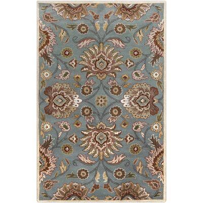 Arden Floral Handmade Wool Medium Gray Area Rug Birch Lane Rug Size: Rectangle 6& x 9&