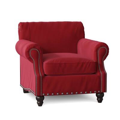 Birch Lane Finkelstein Armchair Body Fabric: Classic Bleach White, Nailhead Detail: Black Nickel