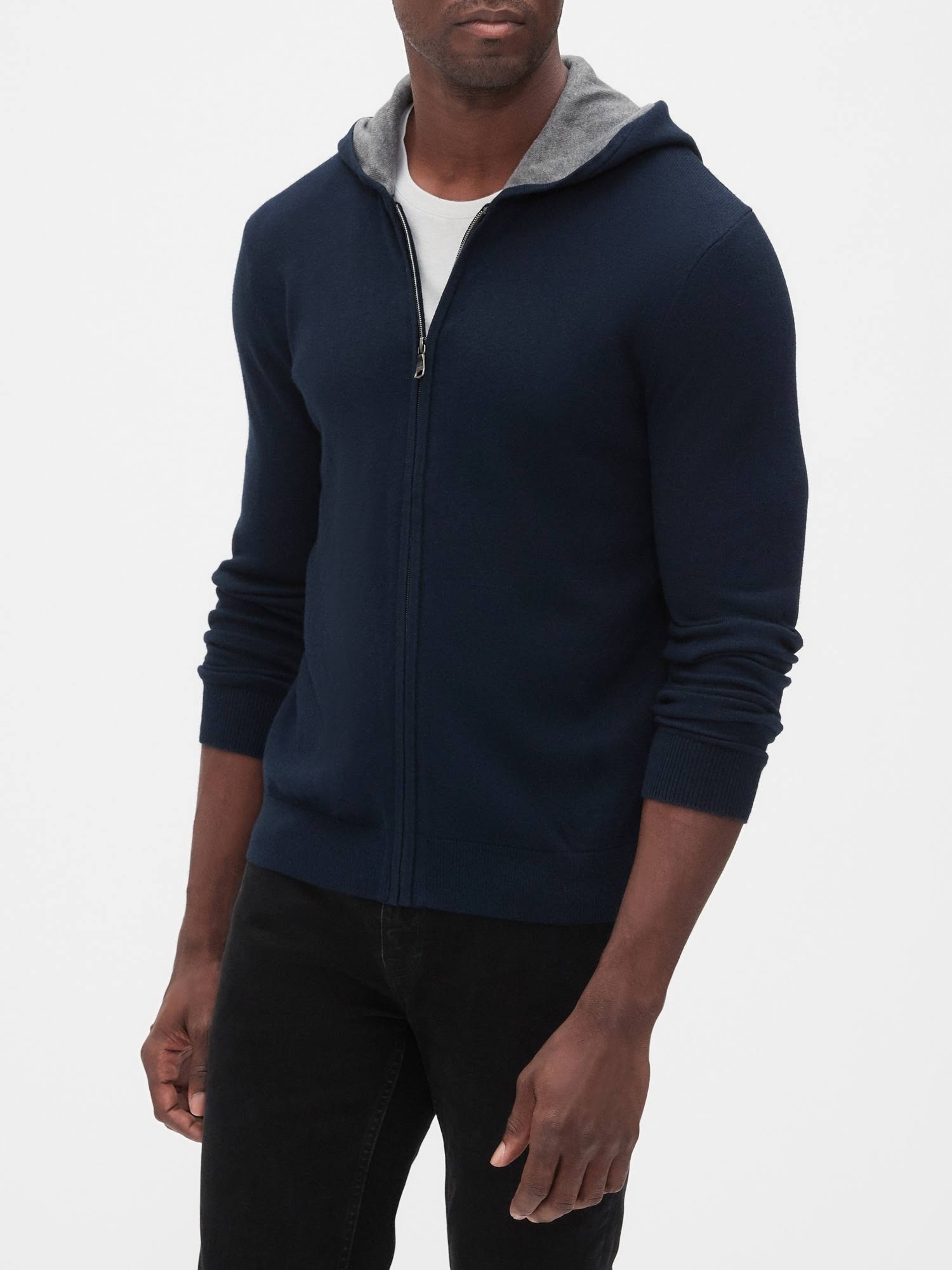 Banana Republic Factory Men's Premium Luxe Zip Hoodie Basic Navy Regular Size XS