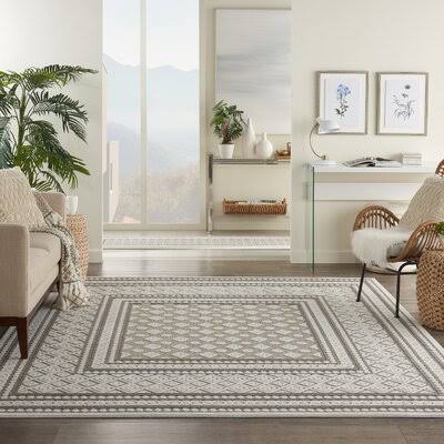 Matheson Geometric Light Gray Indoor/Outdoor Use Area Rug Birch Lane Rug Size: Rectangle 8&10x22 x 11&10x22