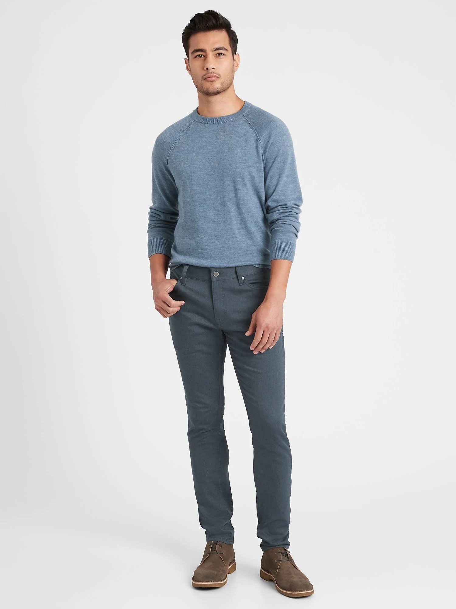 Banana Republic Men's Skinny Heathered Traveler Pant Navy Size 35W 32L