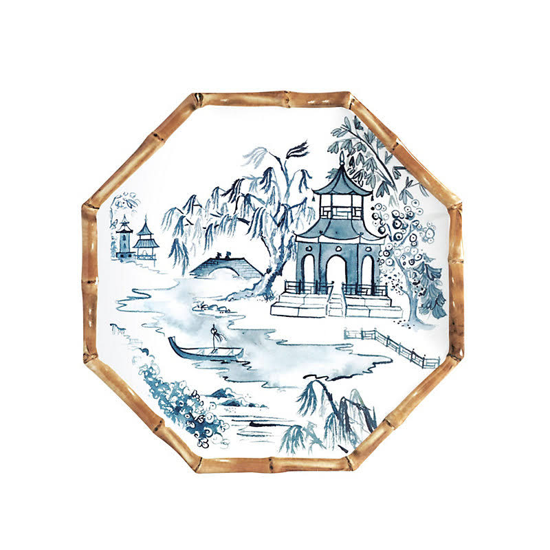 Set of 4 Bamboo Melamine Accent Plate Blue - Ballard Designs