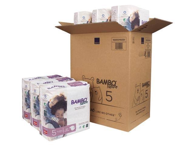 Bambo Nature Premium Baby Diapers, Size 5, 162 Count, Beige