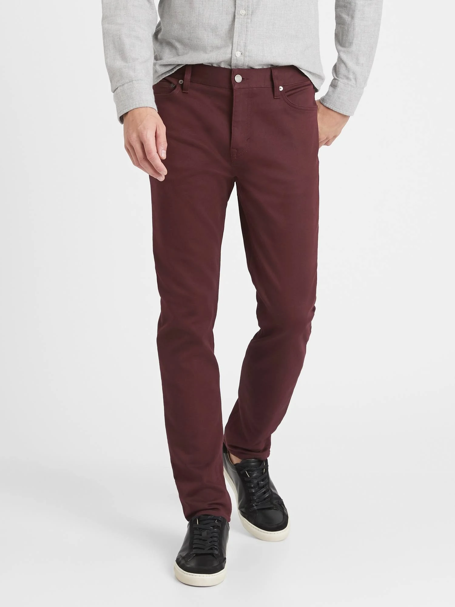 Banana Republic Men's Slim Traveler Pant Burgundy Red Size 32W 30L