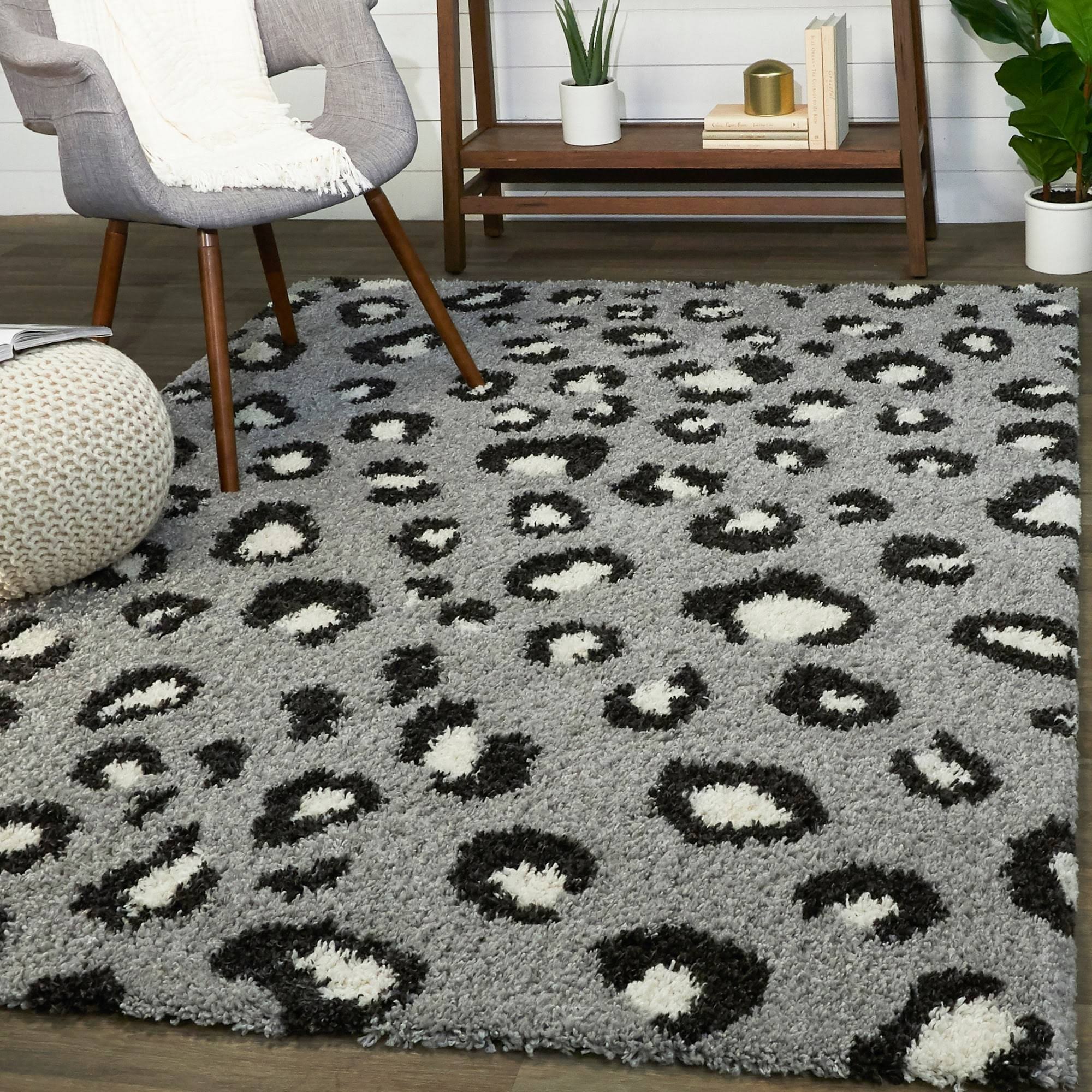 Balta Asaro Grey 8 ft. x 10 ft. Leopard Print Shag Area Rug