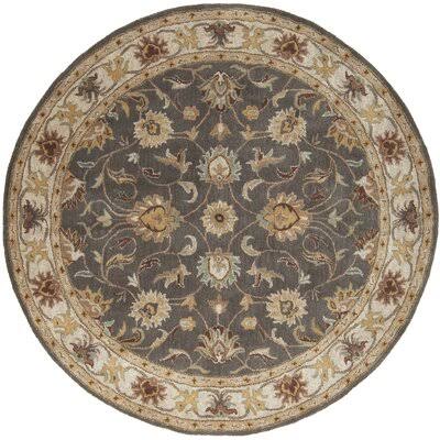Arden Floral Handmade Tufted Wool Charcoal Area Rug Birch Lane Rug Size: Round 4&