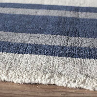 Winston Striped Handmade Tufted Wool Navy/Ivory Rug Birch Lane Rug Size: Runner 2&3x22 x 8&