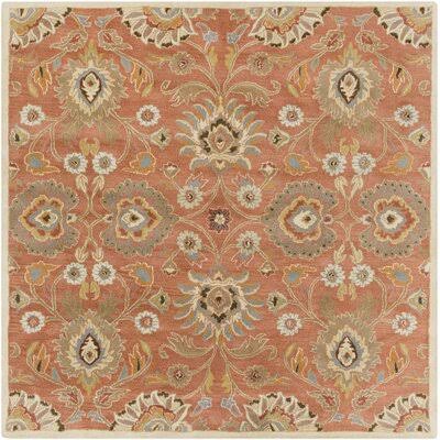 Arden Floral Handmade Tufted Wool Burnt Orange Area Rug Birch Lane Rug Size: Square 6&