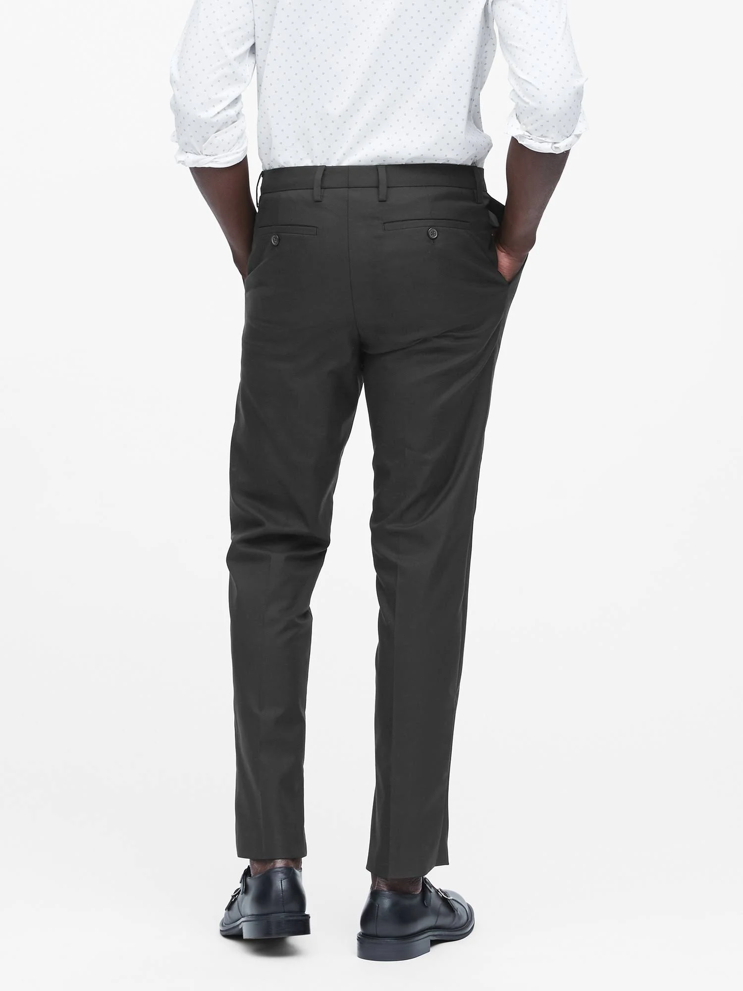 Banana Republic Men's Slim Solid Non-Iron Stretch Pant Black Tall Size 35W 36L