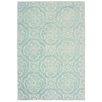 Meader Floral Light Sky Blue Indoor / Outdoor Area Rug Birch Lane Rug Size: Rectangle 3&3x22 x 5&
