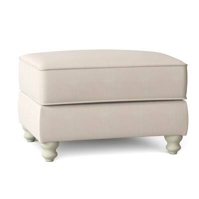 Birch Lane Woburn 31x22 Rectangle Standard Ottoman Body Fabric: Bull Natural, Leg Color: White