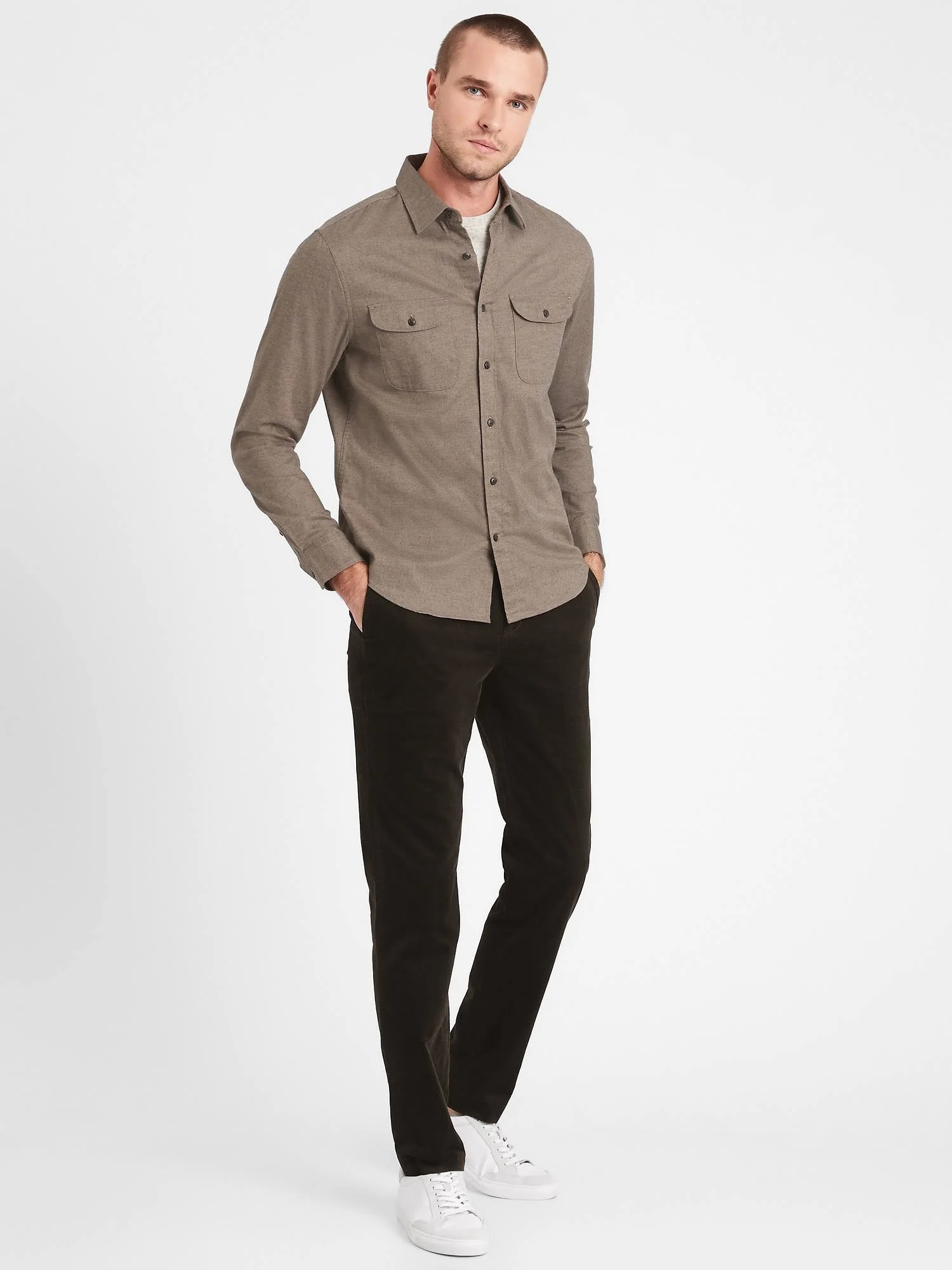 Banana Republic Men's Slim Corduroy Traveler Chino Pant Antique Brown Size 36W 34L