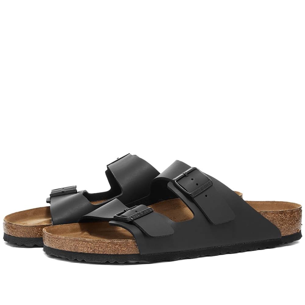 Birkenstock Womens Black Oiled Leather Arizona Slide Sandals