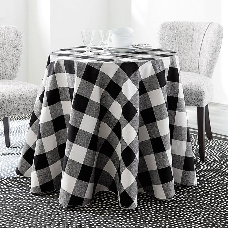 Buffalo Check 90x22 Round Tablecloth Natural - Ballard Designs