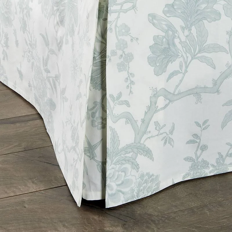 Jardin Toile Bedskirt Indigo Queen - Ballard Designs