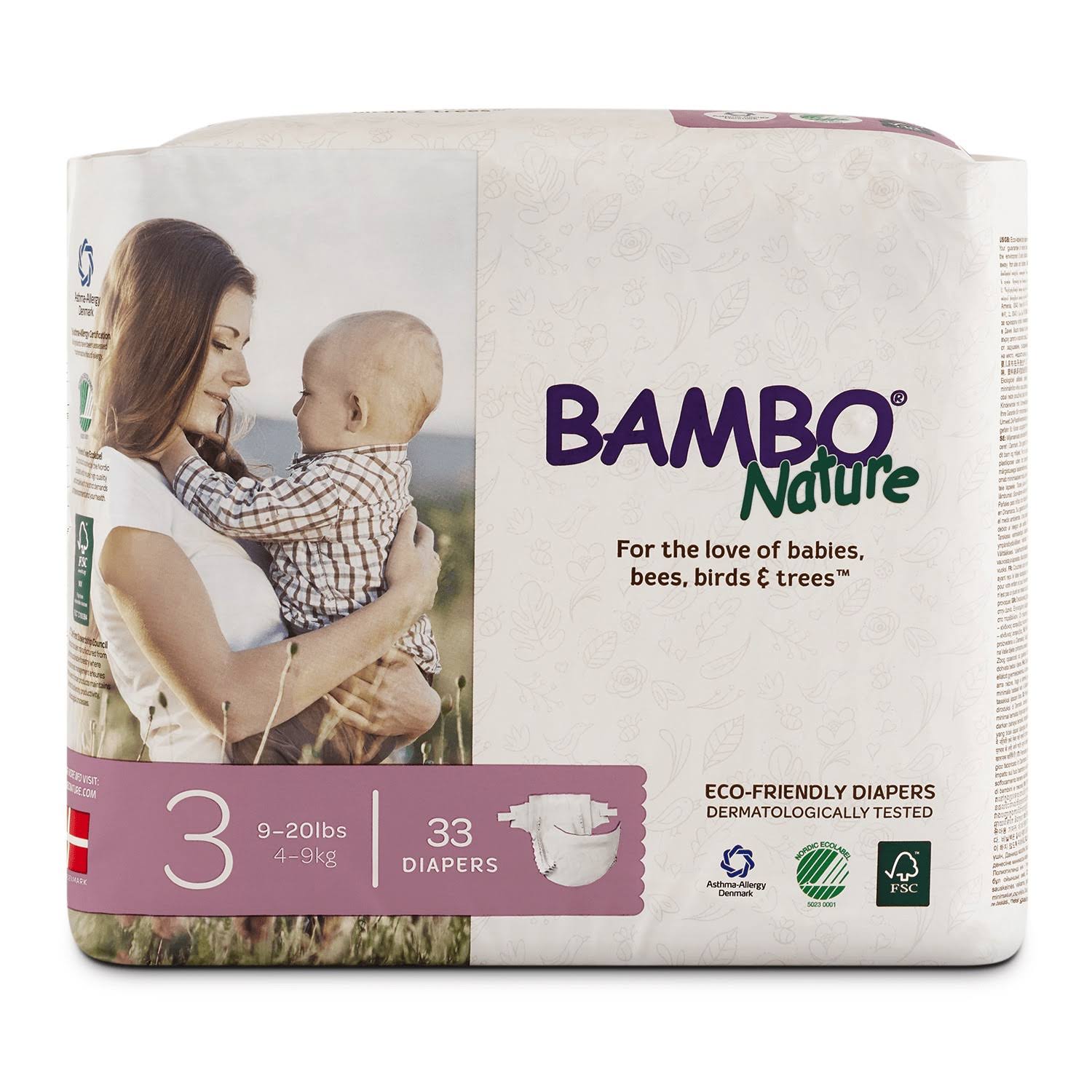 Bambo Nature Eco Friendly Premium Baby Diapers for Sensitive Skin, Sizes 1 - 6 Available, Size: Size 3; 396 Count