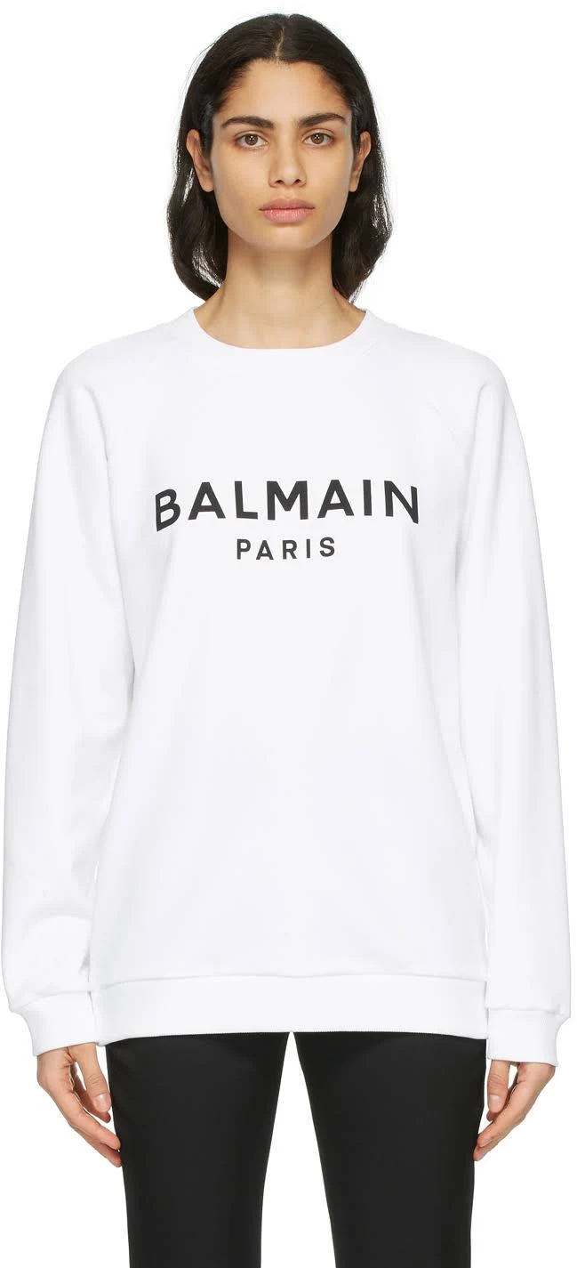 Balmain White & Black Logo Sweatshirt