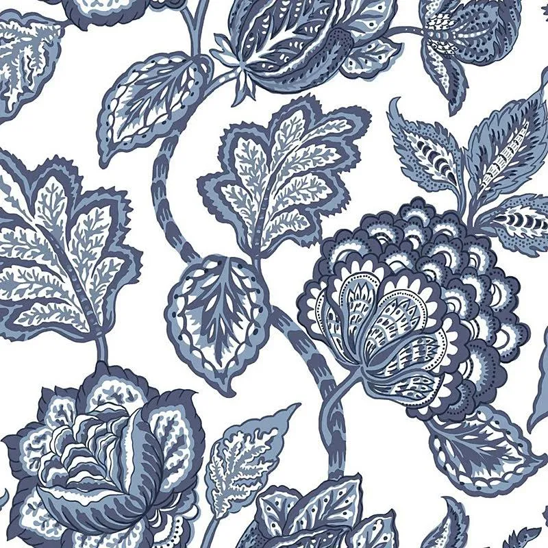 Bold Floral Wallpaper Blue - Ballard Designs