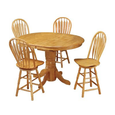 Elick Counter Height Extendable Butterfly Leaf Solid Oak Pedestal Dining Table Birch LANE? Finish: Light Oak