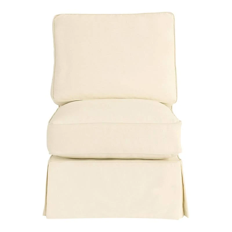 Davenport Armless Club Chair Slipcover Only - stocked Twill Indigo - Ballard Designs
