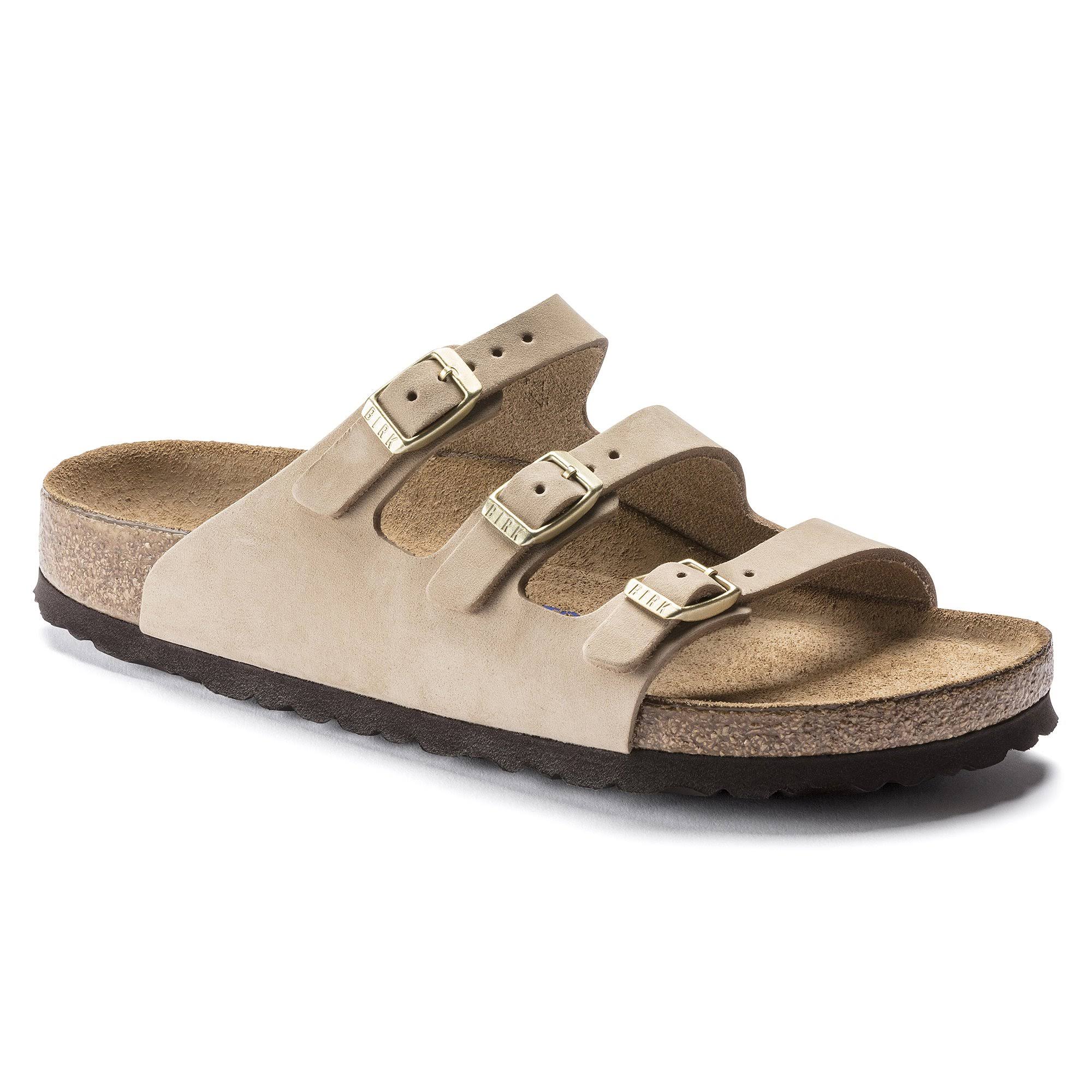 Birkenstock Womens Florida Fresh Soft Footbed Sandcastle Nubuck