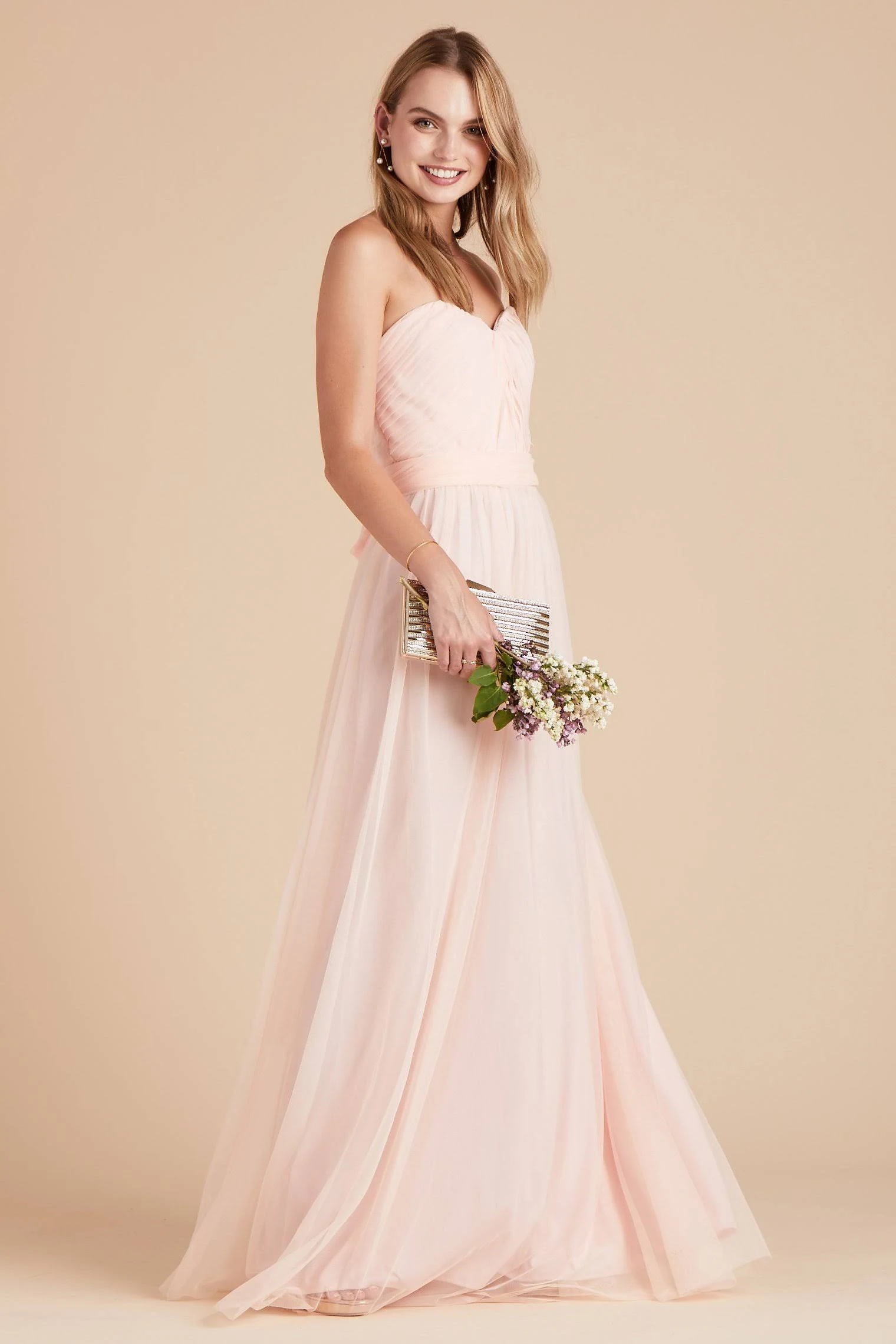 Birdy Grey Christina Convertible Tulle Bridesmaid Dress in Blush Pink Xs / Blush Pink