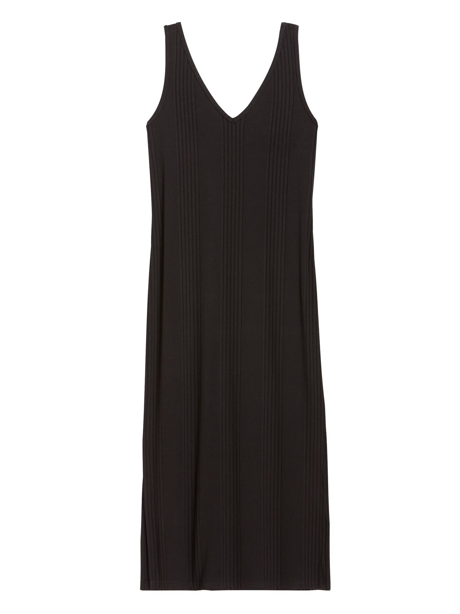 Banana Republic Women's Petite Ribbed Tank Dress Black Petite Size M