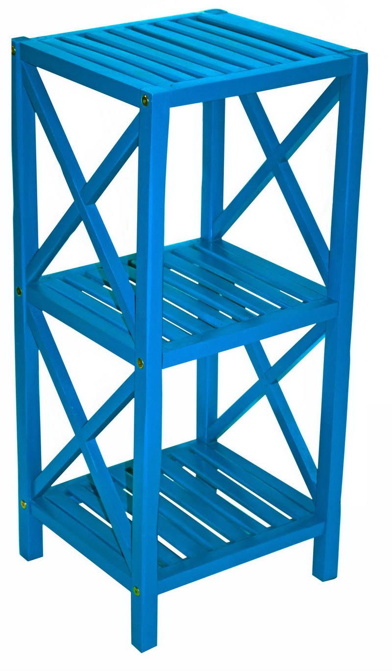 Bamboo54 5849blue 3 Tier Bamboo Rack Square Bamboo Blue