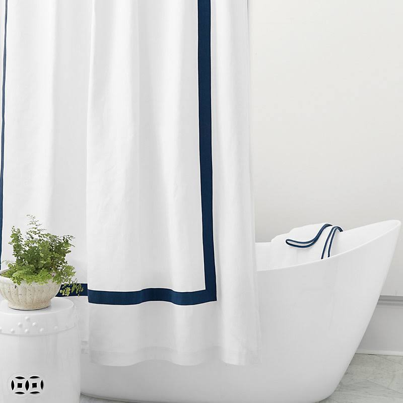 Linen Trim Shower Curtain Gray - Ballard Designs