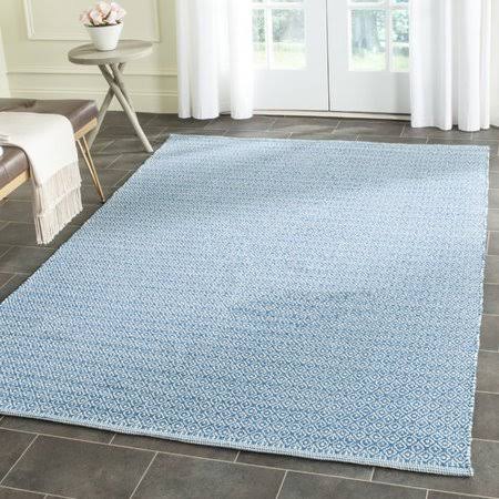 Hampden Handmade Flatweave Cotton Ivory/Blue Area Rug Bungalow Rose Rug Size: Runner 2&3x22 x 7&