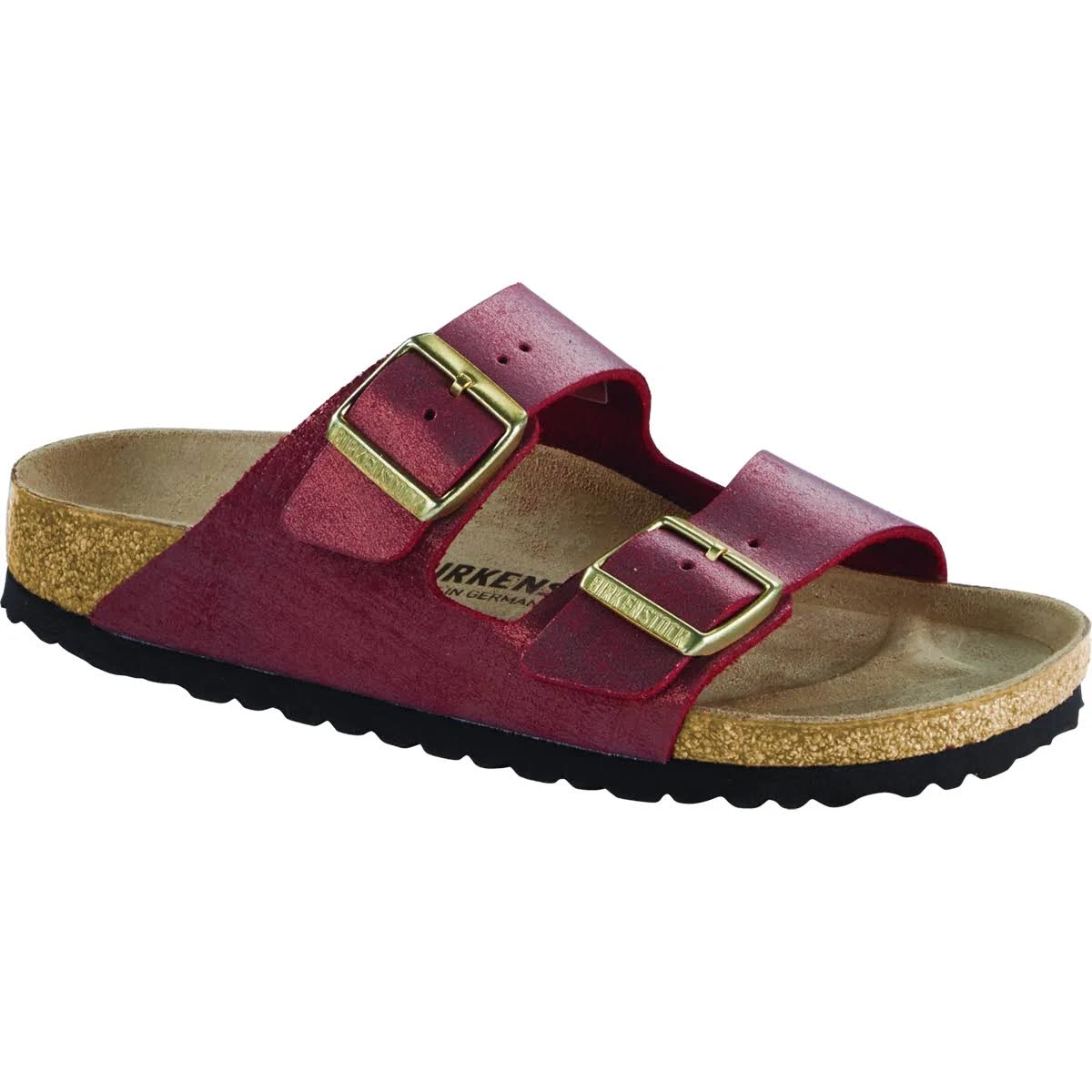 Birkenstock Women's Arizona Sandal Washed Metallic Port Narrow