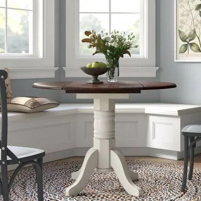 Gonzalez Drop Leaf Solid Oak Dining Table Rosalind Wheeler Base Color: White