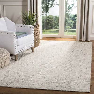 George Oliver Gainer Hand-Tufted Wool Light Blue/Gray Area Rug, Size: Recatangle 9& x 12&