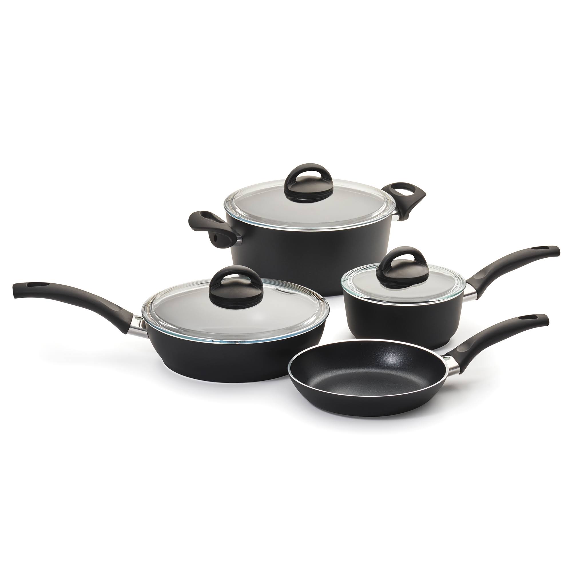 Ballarini Pisa Forged Aluminum 7 Piece Nonstick Cookware Set, Black