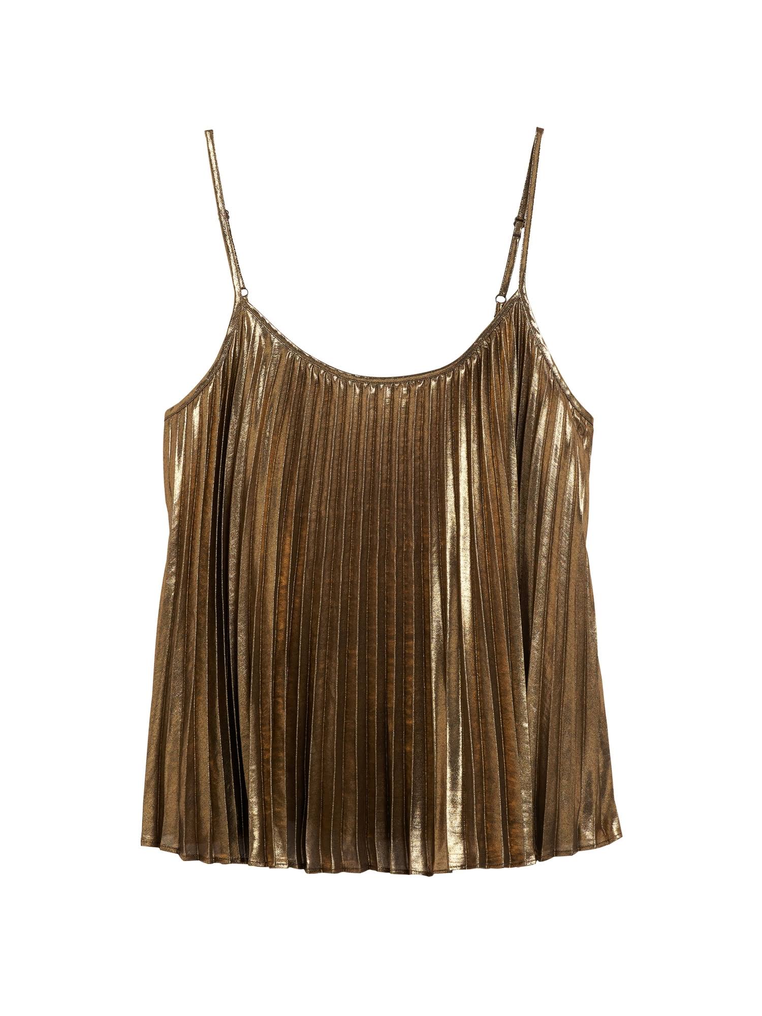Banana Republic Women's Metallic Pleated Camisole Gold Size L