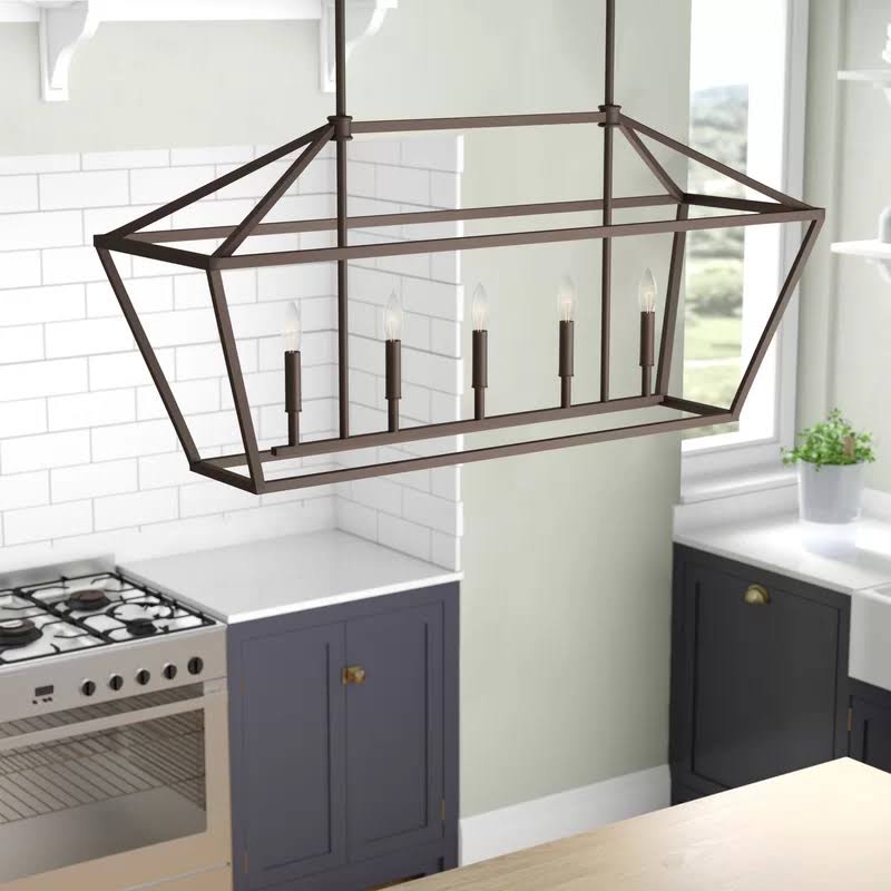 Finch 5 - Light Kitchen Island Linear Pendant Finish: Matte Black