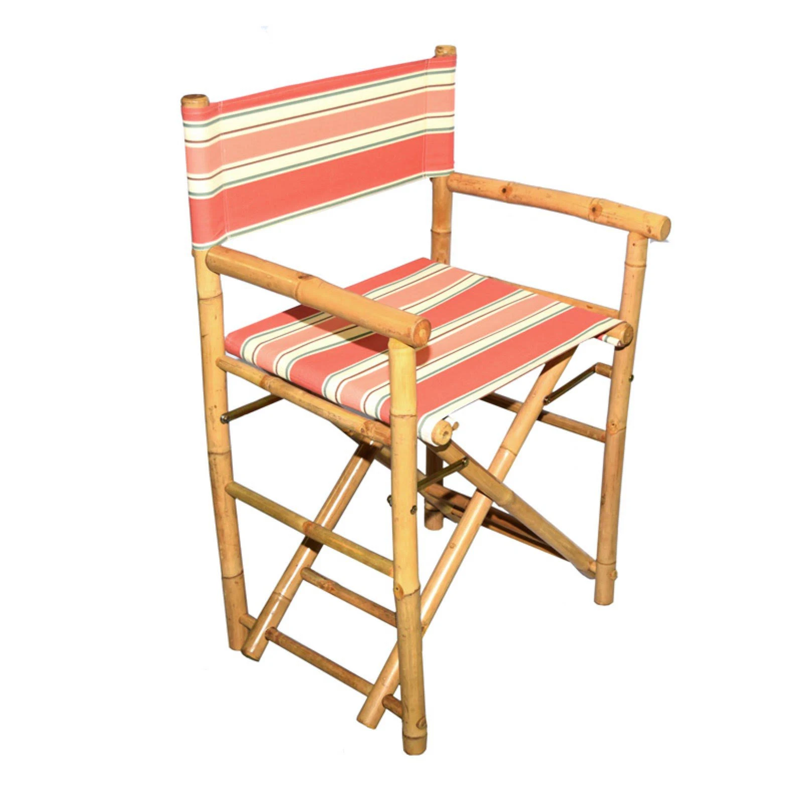 Bamboo54 Low Director Chair with Pink Stripe Canvas - Set of 2