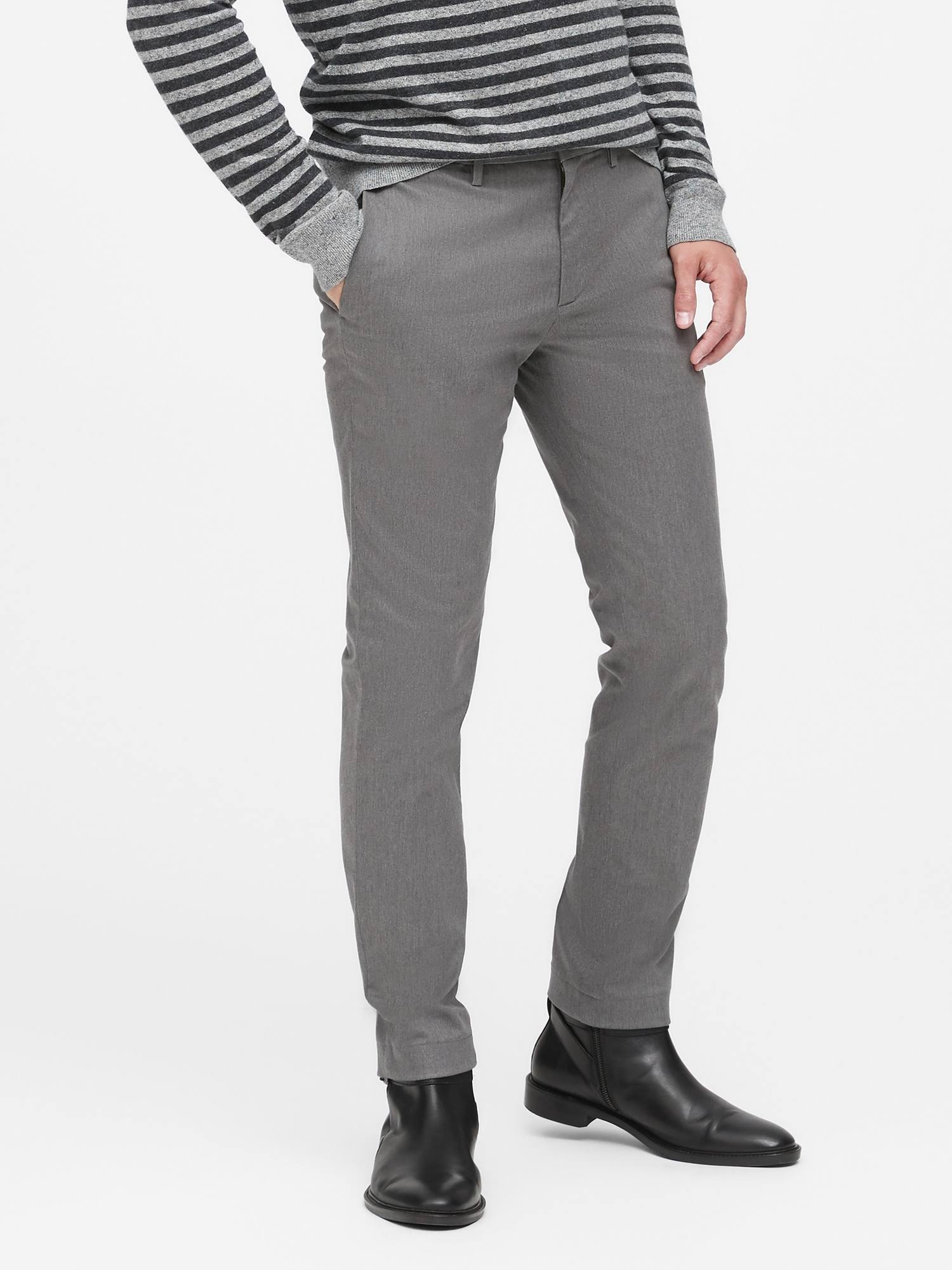 Banana Republic Men's Fulton Skinny Rapid Movement Chino Pant Marble Gray Big and Tall Size 32W 36L