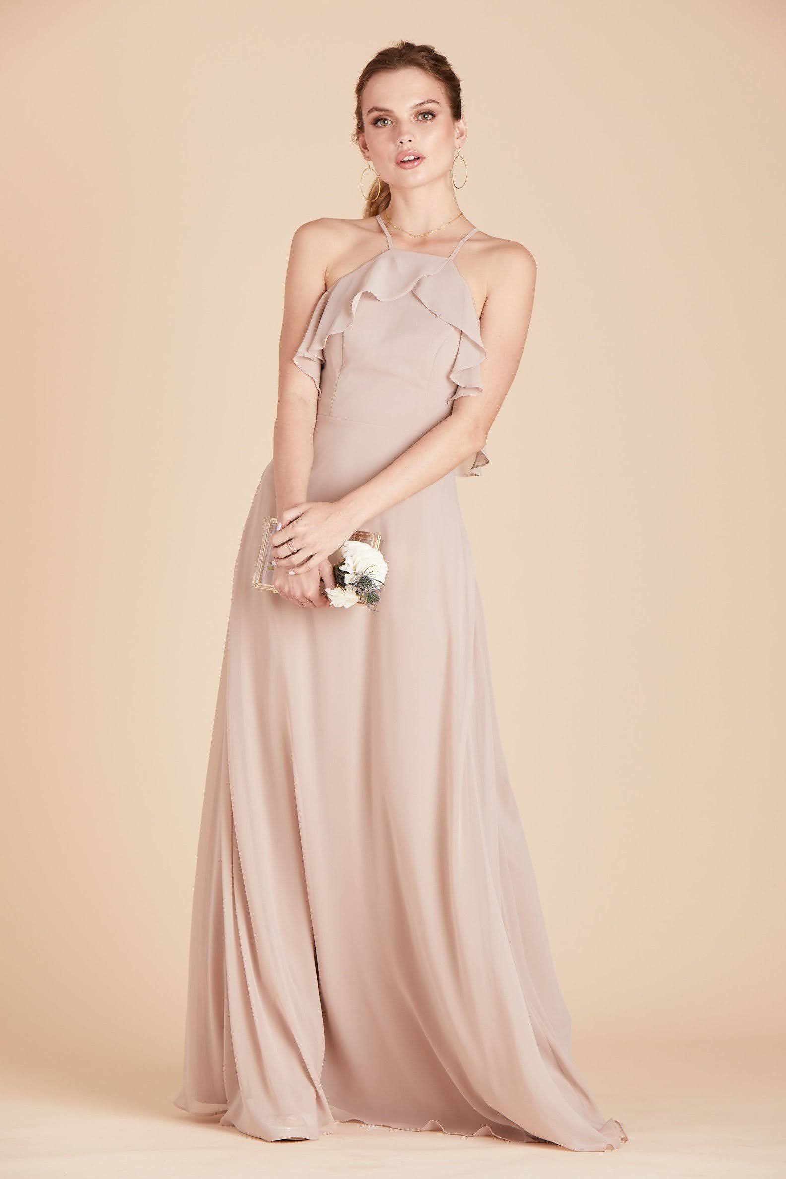 Birdy Grey Jules Chiffon Bridesmaid Dress in Taupe XXL / Taupe