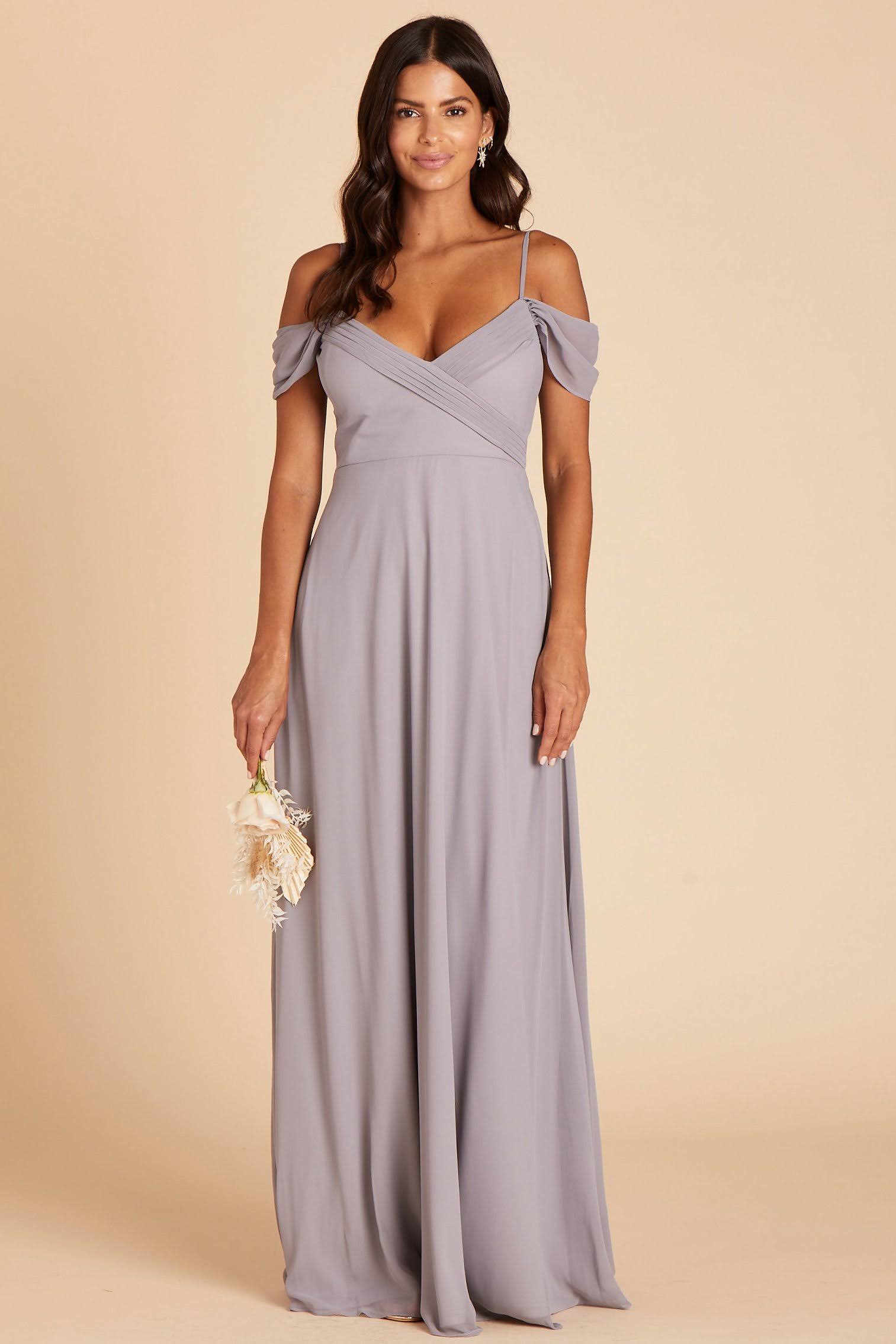 Birdy Grey Spence Convertible Chiffon Bridesmaid Dress in Silver S / Silver