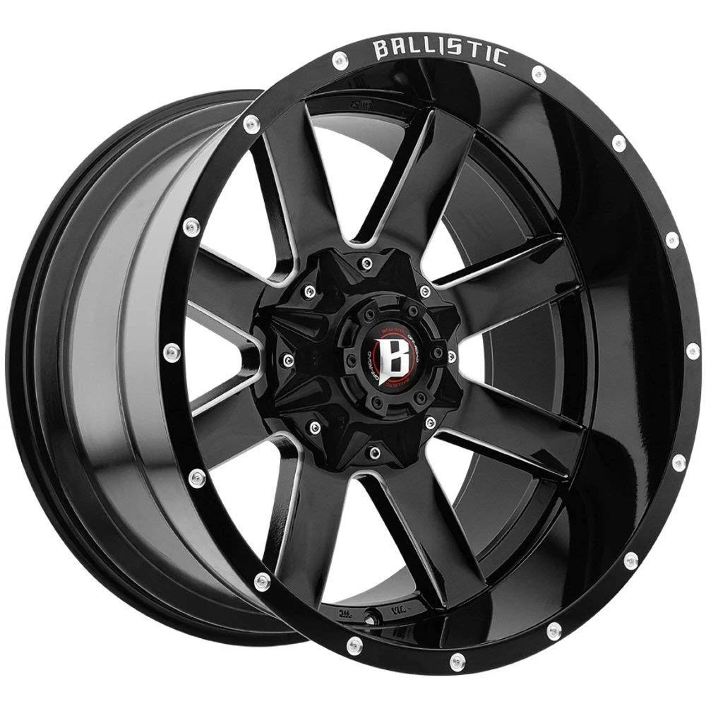 Ballistic 959 Rage 20x10 8x165.1/8x170 -19mm Black/Milled Wheel Rim