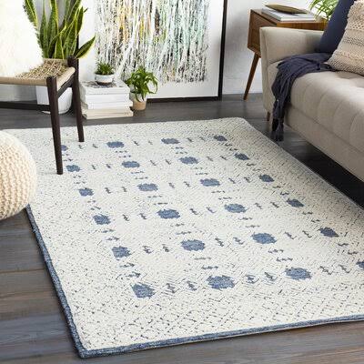 Matthew Handmade Tufted Wool Navy/Cream/Ice Blue Rug Birch Lane Rug Size: Rectangle 4& x 6&