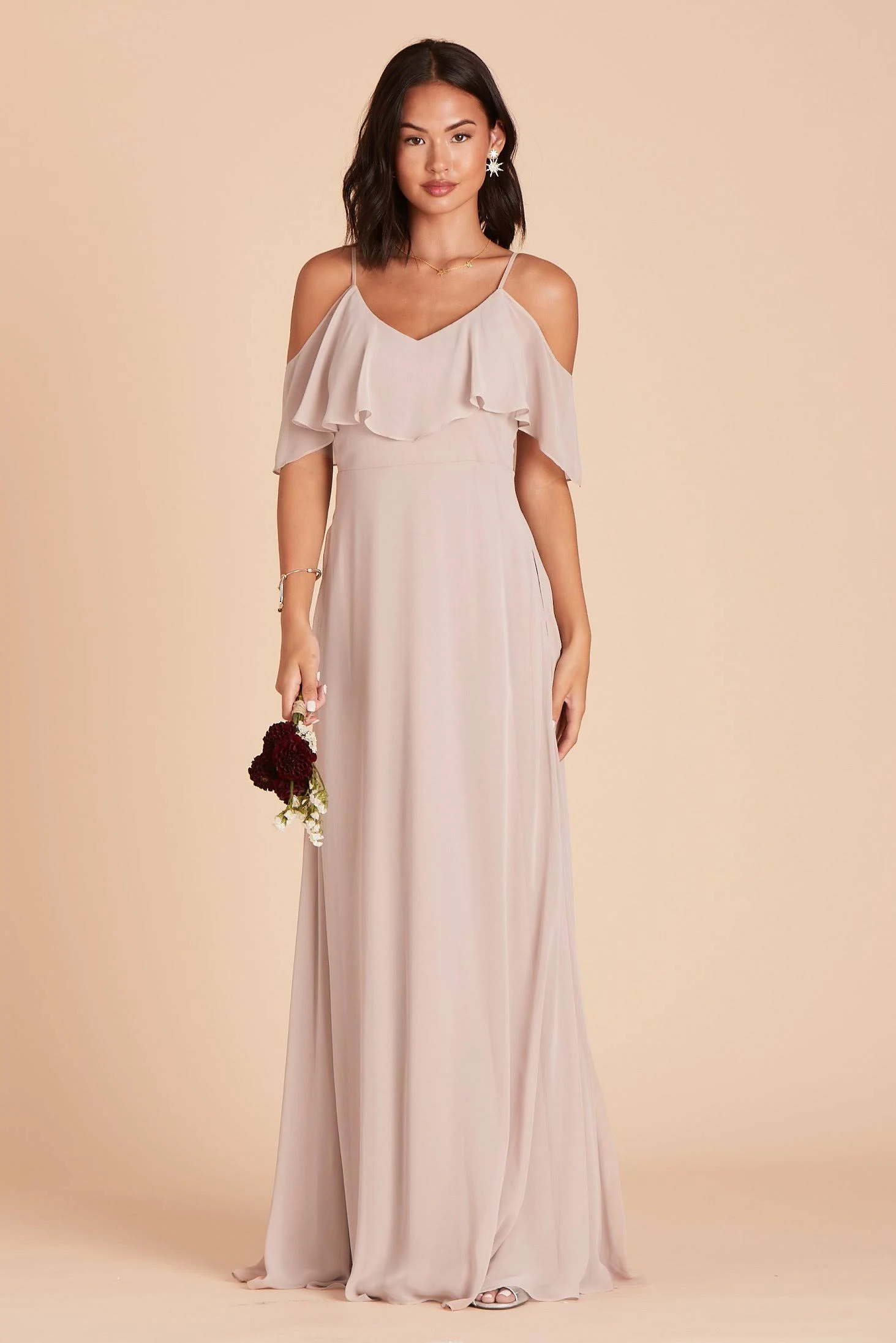 Birdy Grey Jane Convertible Chiffon Bridesmaid Dress in Taupe L / Taupe