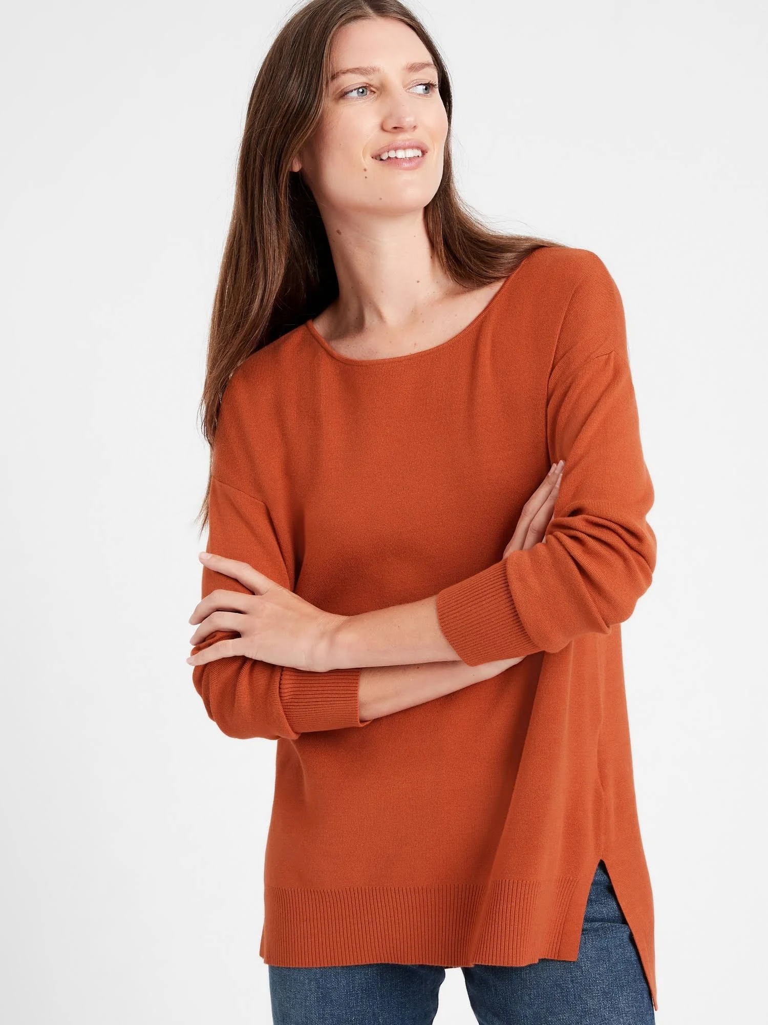 Banana Republic Women's Relaxed Sweater Tunic Pink Sand Dune Size Xxs