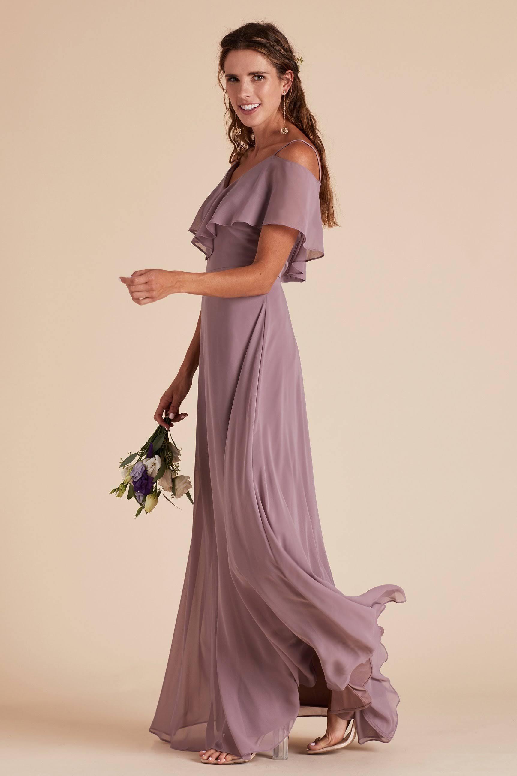 Birdy Grey Jane Convertible Chiffon Bridesmaid Dress in Dark Mauve L / Dark Mauve / No Slit