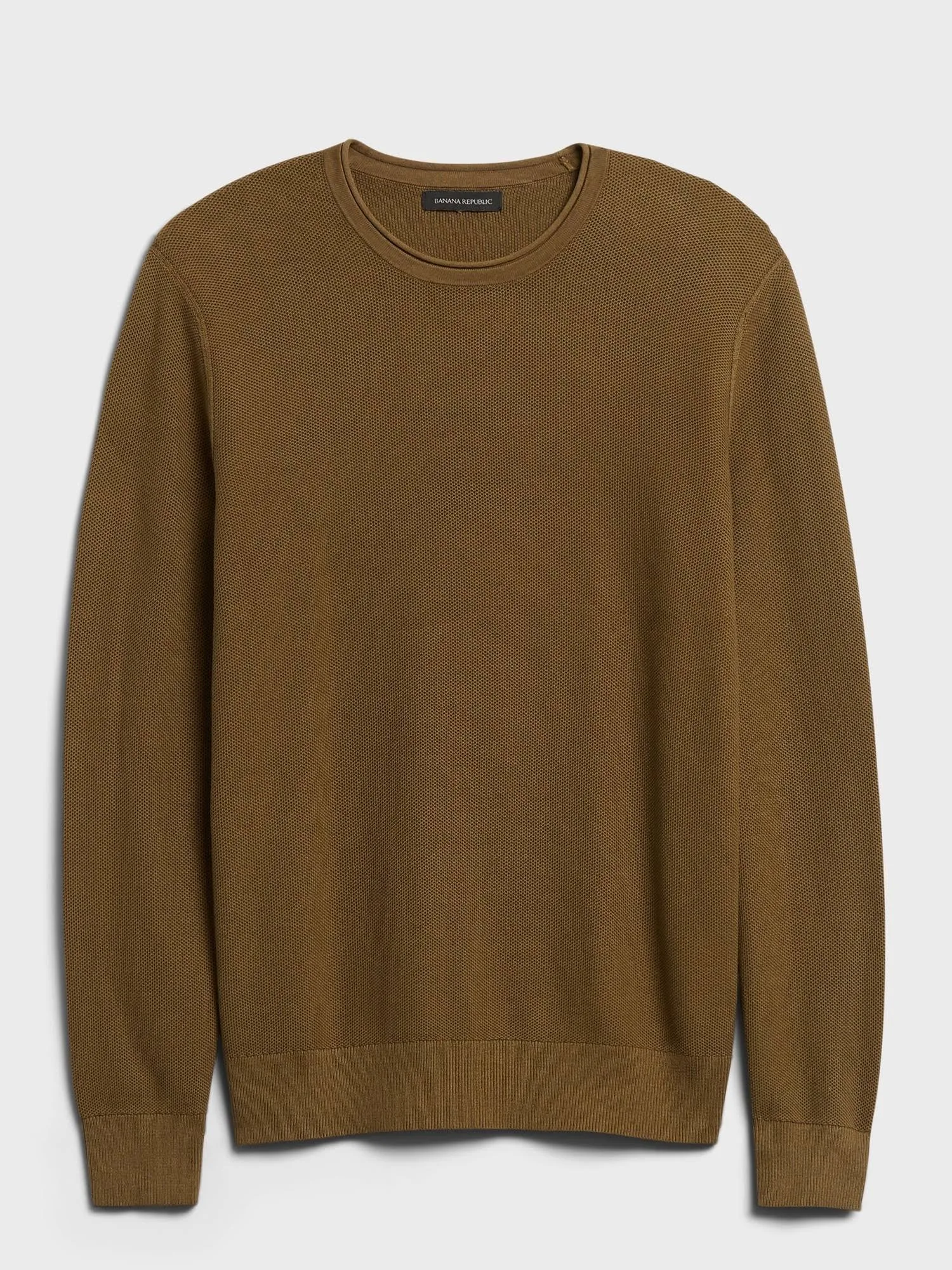 Banana Republic Men's Supima Waffle-Knit Sweater Olive You Size XL