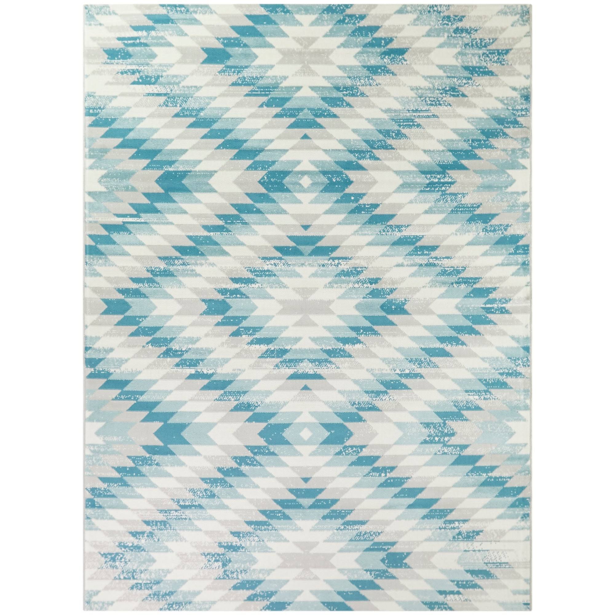 Josefa Diamond Indoor/Outdoor Area Rug - 5&3x22 x 7& - Teal