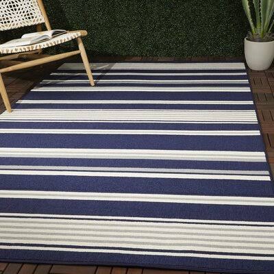 Anzla Striped Blue/Beige Indoor / Outdoor Area Rug Sand & Stable Rug Size: Rectangle 5&3x22 x 7&